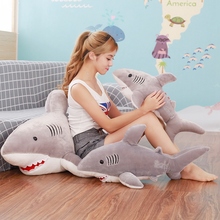 Caliente de peluche de tiburones de juguete animales de peluche de simulación de gran muñeca de tiburón cojín almohadas juguetes para niños regalos de cumpleaños regalo de Navidad 2024 - compra barato