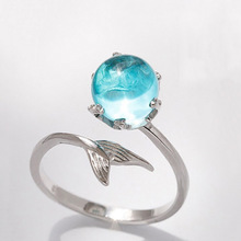 Женское Открытое кольцо с синим кристаллом, 1 шт. 2024 - купить недорого