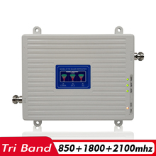 Amplificador de señal de tres bandas CDMA 850 + DCS/LTE 1800 + WCDMA/UMTS 2100, repetidor de señal de teléfono móvil, 65dB, 2G, 3G, 4G 2024 - compra barato