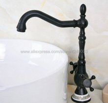Basin Faucets Black Antique Brass Bathroom Faucet Basin Tap Double Handle Hot and Cold Water Mixer Taps Knf647 2024 - buy cheap