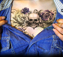 Водонепроницаемая Временная тату-наклейка с розовым черепом тату наклейки флэш-тату поддельные татуировки для девушек и женщин 2024 - купить недорого