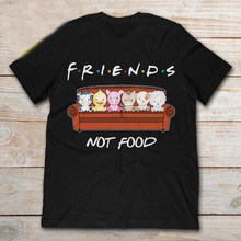 2019 Fashion Animal Friends Not Food Funny Parody Men T Shirt Black Cotton All Size Tees 2024 - buy cheap