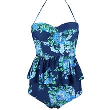 Women's Swimwear Retro Antigua Floral Peplum Push up Bathing Suits High Waist Bikini Set Chic Swimsuit 2024 - buy cheap