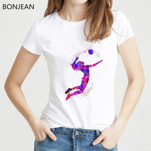 Roupas femininas 2022 de voleibol em aquarela menina impressão gráfica tshirt femme estilo coreano camiseta feminina tumblr topos t steetwear 2024 - compre barato