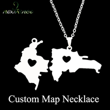Nextvance Stainless Steel Personalized Custom Necklace Country Map Heart Pendant Necklaces For Family Lover Parent Birthday Gift 2024 - buy cheap