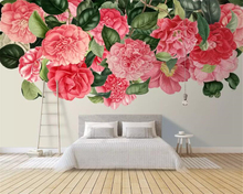 Обои Beibehang на заказ, современное искусство, ручная роспись, цветы, розы, гостиная, фон для телевизора, Настенные обои для стен 3 d 2024 - купить недорого