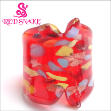 Anillo de moda de serpiente roja hecho a mano, con tecnología de corte de manchas de color rojo, anillos de cristal de Murano 2024 - compra barato
