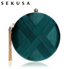 SEKUSA-Bolso pequeño de Metal con borlas para mujer, monedero cartera bolsos de noche con cadena para teléfono, con bolsillo para llaves 2024 - compra barato