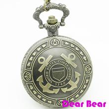 12pcs/lot Vintage Bronze United States Coast Guard Anchor Pocket Watch Necklaces.4.7 CM free shipping 2024 - buy cheap