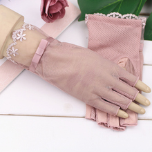 Summer Sunscreen Gloves Half Finger Women Short Anti-slip Ice Silk Drive Ultra-thin Female Cycling Leakage Finger Mittens H3088 2024 - buy cheap