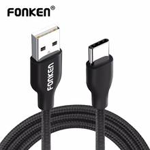 FONKEN USB Type C Cable Nylon braided USB C Charging Cable 1M Quick Charger Type-C Charge Cord Max 2.4A Mobile Phone Cables 2024 - buy cheap