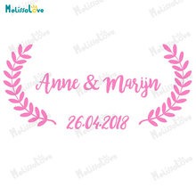 Laurel Olive Branch Personalized Name And Date Custom Decal Wedding Floor Design Stickers Removable Wedding Sticker SE030 2024 - buy cheap