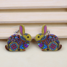 1 pair rabbit lovely cute printing drop earrings acrylic new 2014 design spring/summer style for girls woman jewelry fashion 2024 - buy cheap