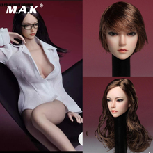 Cabeça feminina colecionável sdh002 1/6, escala ásia, esculpida, preta, longa, reta/marrom, cabelo curto longo, modelo para corpo de mulher de 12'' 2024 - compre barato