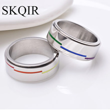 Trendy Simple Stainless Steel Wedding Rings for Women 8mm Spinner Bright Silver Color Charm Men Rings Fashion Jewelry Gift 2024 - buy cheap