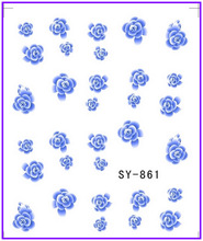 6 упак./лот блеск переводка NAIL ART наклейки на ногти цветок фиолетовый Магнолия SY861-866 2024 - купить недорого