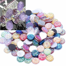 100 Uds. 8mm AB colores redondo resina Flatback Rhinestones utiliza pegamento DIY Fabricación de joyas artesanales boda ropa zapatos decoraciones 2024 - compra barato