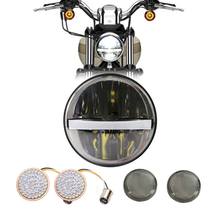 5-3/4" 5.75" LED Headlight + Smoked Bullet Front Turn Signal LED Lights for  Dyna Softail Sportster iron 883 2024 - buy cheap