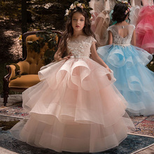 Vestido de princesa infantil feminino, vestido de festa com apliques, roupa para baile, casamento, aniversário, natal, caminhada, show, 2-13 anos 2024 - compre barato