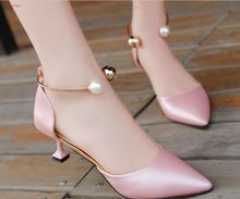 Summer Women Shoes Pointed Toe Pumps Dress Shoes High Heels Shoes Wedding Shoes Female stiletto String Bead Side with 3 Colour 2024 - buy cheap