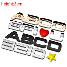 3cm Chrome Metal Zinc DIY ABC 123 Letters Digital Heart Star Car Styling Refitting Emblem Telephone Number Alphabet 3D Sticker 2024 - buy cheap