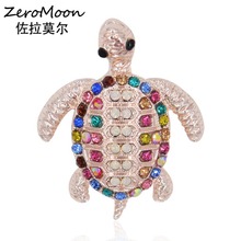 Adorable Metal Tortoise Brooch Pin Crystal Rhinestone Turtle Animal Women Fashion Jewelry Accessory 2024 - buy cheap