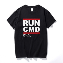 Run CMD Computer Programmer T-Shirt 100% Premium Cotton Geek Nerd Funny Gift Fashion Short Sleeve T shirt Tops Camisetas Hombre 2024 - buy cheap