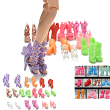 Sandalias de tacón alto con lazo para muñeca, zapatos de estilo fijo de moda al azar, accesorios de juguetes, venta al por mayor, 20 unids/lote 2024 - compra barato