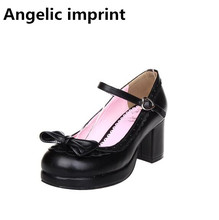 Angelic imprint woman mori girl lolita cosplay shoes lady high heels pumps women princess dress party shoes lacework bowtie 6cm 2024 - buy cheap