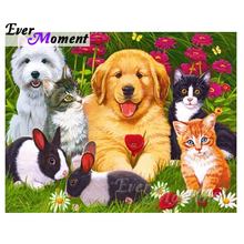 Ever Moment Diamond Painting Dog Cat Animal Cross Stitch 5D DIY Full Square Mosaic Embroidery Decoration Rhinestones ASF1513 2024 - buy cheap