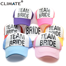 CLIMATE Bride Team-gorro de novia para dama de honor, gorras de malla para boda, sombrero de despedida de soltera, gorras de camionero, sombrero de malla de neón blanco 2024 - compra barato