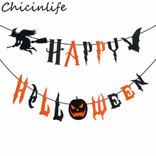 Chicinlife-conjunto de bandejas, 1 faixa sem tecido, para halloween, com abóbora, bruxa, morcego, para pendurar, festas, decoração para casa 2024 - compre barato