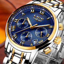 Lige-novo relógio esportivo masculino luxuoso com cronógrafo, à prova d'água, aço de quartzo, 2019 2024 - compre barato