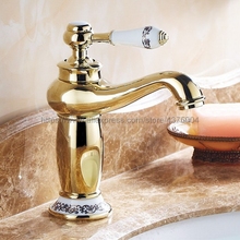 Torneira luxuosa com acabamento em ouro ou bronze, misturador de água quente e fria nnfc 501 2024 - compre barato