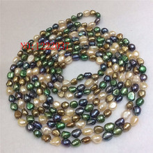 Новинка, ожерелье из натурального пресноводного жемчуга с неровной формой, разноцветное жемчужное ожерелье 8-9 мм, 100 дюймов, длинная цепочка для свитера 2024 - купить недорого
