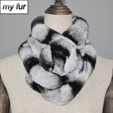 Brand Real Rex Rabbit Fur Ring Scarves Russian Women Winter Knit Rex Rabbit Fur Scarf Warm Soft Fluffy Natural Fur Ring Muffler 2024 - buy cheap