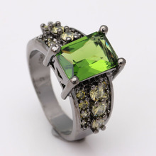 green finger ring for women ebay supplier  black gun 2016 design hot sale CZ zircon engagement ring jewelry 2024 - buy cheap