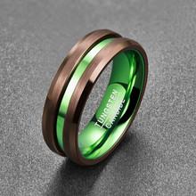 Anillo de acero galvanizado de tungsteno para hombre, sortija de compromiso, accesorios de joyería, ranura media verde y marrón 2024 - compra barato