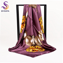 BYSIFA-bufanda de seda rosa para mujer, chal cuadrado, color naranja, verde, para la cabeza, para primavera y otoño, nuevo diseño 2024 - compra barato
