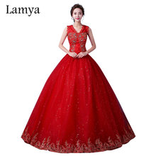 Красное Кружевное Свадебное платье с v-образным вырезом LAMYA, винтажные Свадебные платья 2018, платья со скидкой 2024 - купить недорого