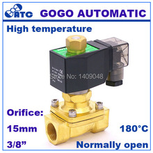 GOGO válvula eléctrica solenoide de 2 vías de vapor de alta temperatura de latón normalmente abierto para agua caliente 3/8 AC220V orificio 15mm PTFE 2024 - compra barato