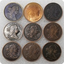 1800-1808 busto drapeado medio centavos copia de monedas 2024 - compra barato