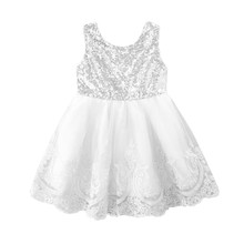 Vestido de encaje para niñas pequeñas, traje de princesa, fiesta/boda 2024 - compra barato