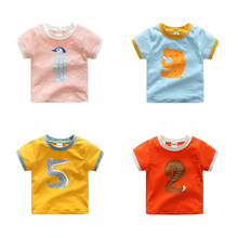 Camisa de manga curta estampa de desenho animado, camiseta para bebês meninos e meninas verão 2019 2024 - compre barato