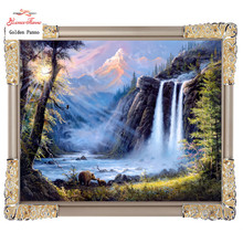 Golden panno,Full,DIY Diamond Embroidery,5D,Diamond Painting,Cross Stitch,3D,Diamond,Mosaic,Needlework,wall decor, waterfall 1 2024 - buy cheap