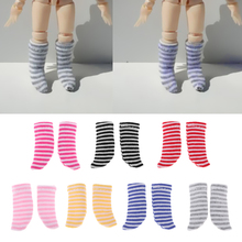 7 цветов, стильные полосатые носки, наряд для OB11 Obitsu11 Mini Blythe 1/12 BJD куклы, аксессуары для одежды 2024 - купить недорого