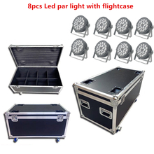 8X Led par light with flightcase 18x18W RGBWA UV 6in1 rgbw 4in1 led wash lights LED Flat Par Can Stage lighting  Silent fan 2024 - buy cheap