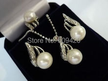 Free Shipping>White Akoya Pearl Necklace+Ring+earrings Set AAA Grade 2024 - buy cheap