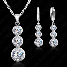 New Fashion 925 Sterling Silver Super Clear Crystal Cubic Zirconia Gourd Design Necklace Pendant Earrings Sets For Women 2024 - buy cheap