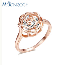 MOONROCY-anillos de cristal austriaco de circonia cúbica para mujer, joyería de moda para mujer, Color rosa dorado, regalo nuevo, envío gratis 2024 - compra barato